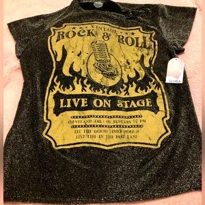 Vintage Rock & Roll METALLIC GLITTER mini dress OR big tee, NEW never worn, TAGS